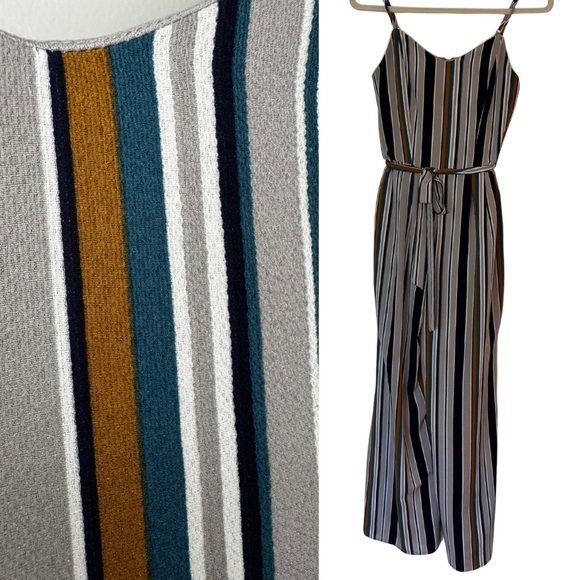 Warm weather fall Monteau Striped long romper - Picture 1 of 11
